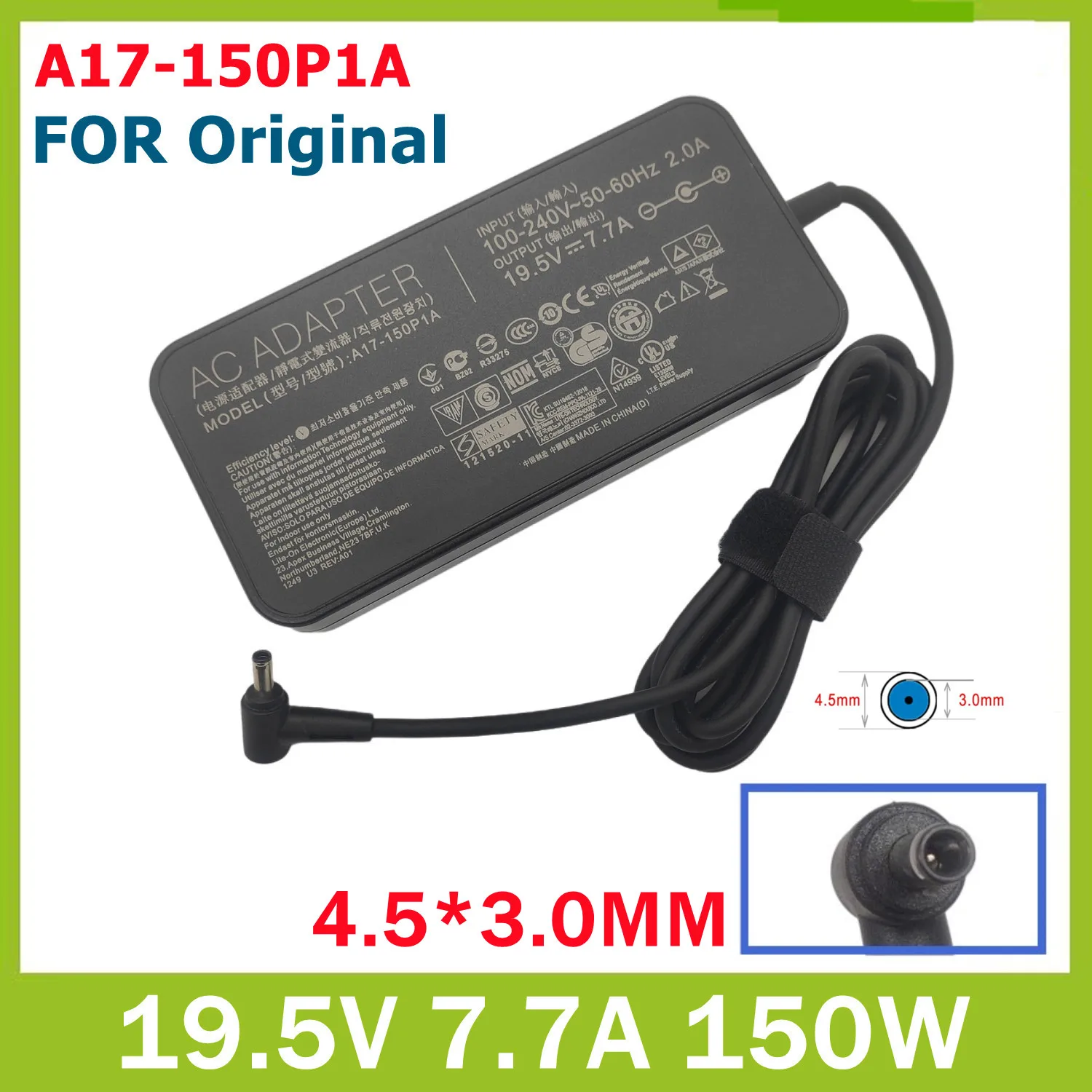 Adattatore Di Alimentazione Per Caricabatterie Originale 19.5V 7.7A 4.5*3.0Mm 150W Per Zenbook Pro 14 Ux580Ge Ux580Gd Ux550Gd Ux550Ge Ux480Fd Ux450Fd