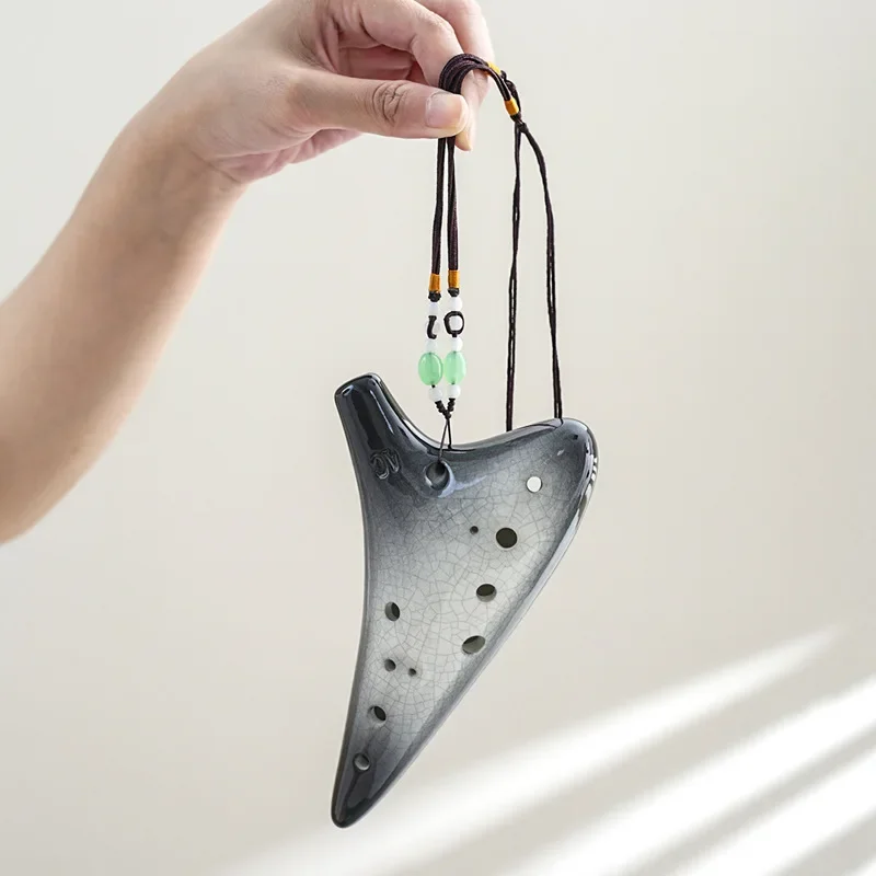 Ocarina 12 Holes Alto C Tones Crackle Pattern Ceramic Two-Color Gradient Flute Fluta Professional Instruments Chinese Tao