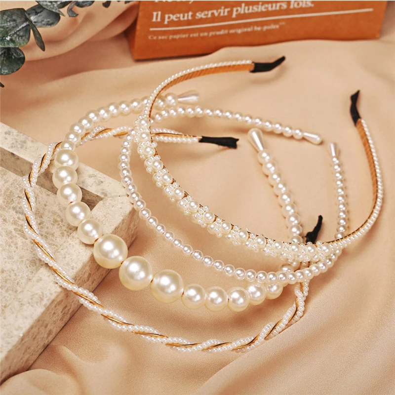 New Full Pearls Women Headband Sweet Hairbands Hair Hoops Holder Ornament Head Band Lady Elegant Fashion Hair Accessories