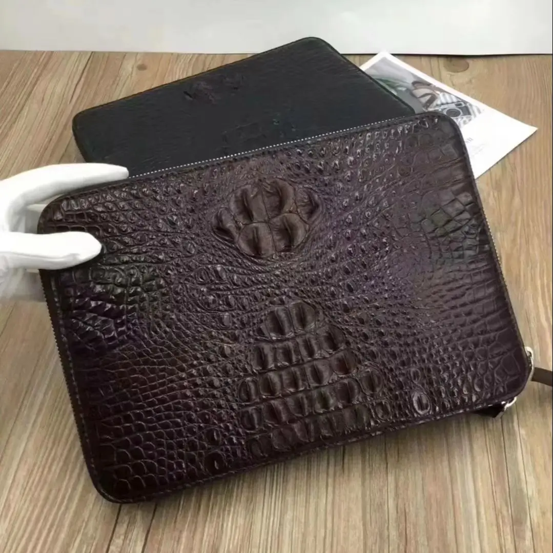 

2023 New Luxury Crocodile Leather Men Clutch Bag Business Large Capacity Envelope Bag Genuine Leather Leisure Bag With Strap 45