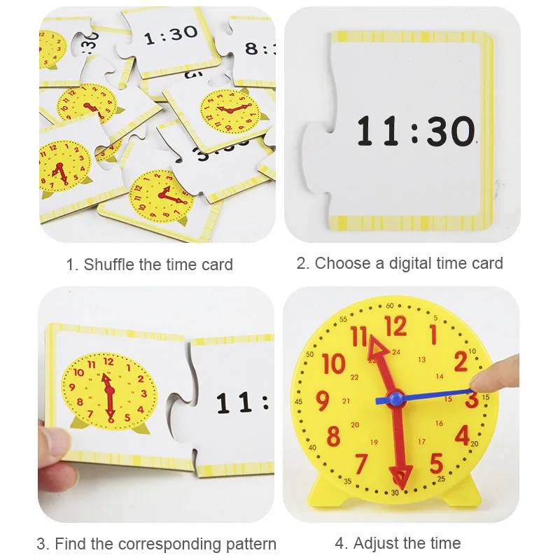 Children Montessori Clock Educational Toys Hour Minute Second Cognition Matching Puzzle Toys Kids Early Preschool Teaching Aids 6
