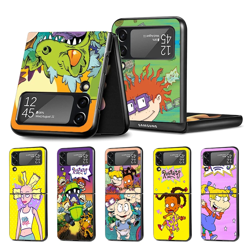 Cartoon R-Rugrats Z Flip 4 Z Flip 4 Phnoe Case Per Samsung Z Flip 3 5 5G Black Hard Shell Galaxy Zflip3 Zflip4 Zflip5 Unique