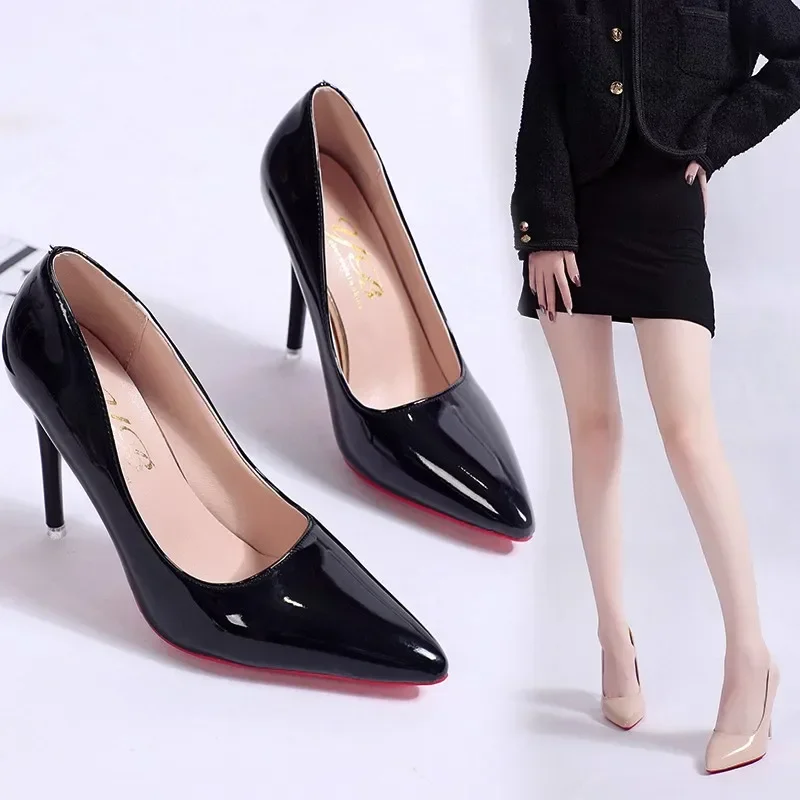 Nightclub High Heel Pointed Toe Stiletto Red Fashion Women\'s Shoes Shallow High Heels Red Bottom High Heels  Lolita Shoes