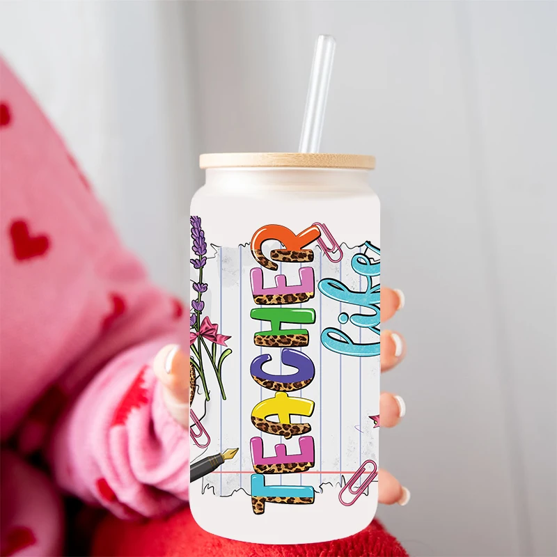3D UV DTF Transfers Stickers, Cup Wraps, Back to School Printed for DIY Glass, Ceramic Metal Leather, Etc., 16oz D6477