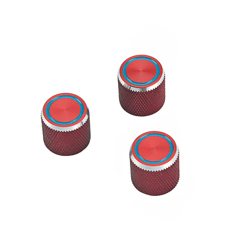 

3pcs Guitar Knobs Volume Tone Control Knobs Amplifier Knobs Flat Knobs for Electric Guitar Bass Replacement ( Red Blue Ring )
