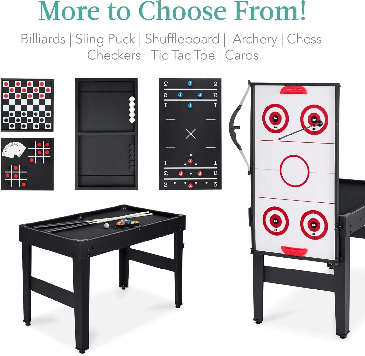 13-in-1 Combo Game Table Set for Home, Game Room, Friends & Family w/Ping Pong, Foosball, Basketball, Air Hockey, Archery 5