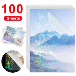 100 Sheets A4 Cold Laminating Film Self-adhesive Broken Glass Hologram Star Dot Paper Sheets DIY Colorful Photo Laminating Film