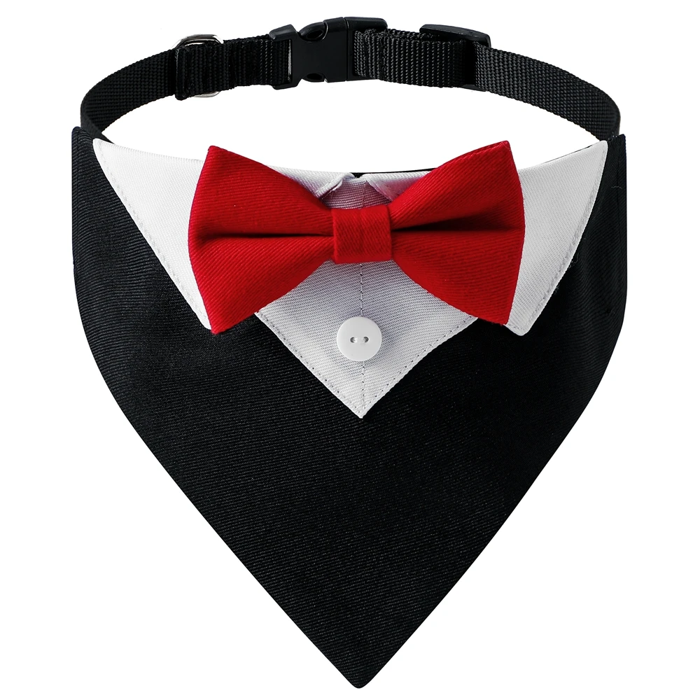 Sucado Bow Tie Dog Collar Tuxedo Bandana Adjustable Formal Puppy Triangle Neck Wear for Wedding Birthday Dress-up Cosplay Party 3