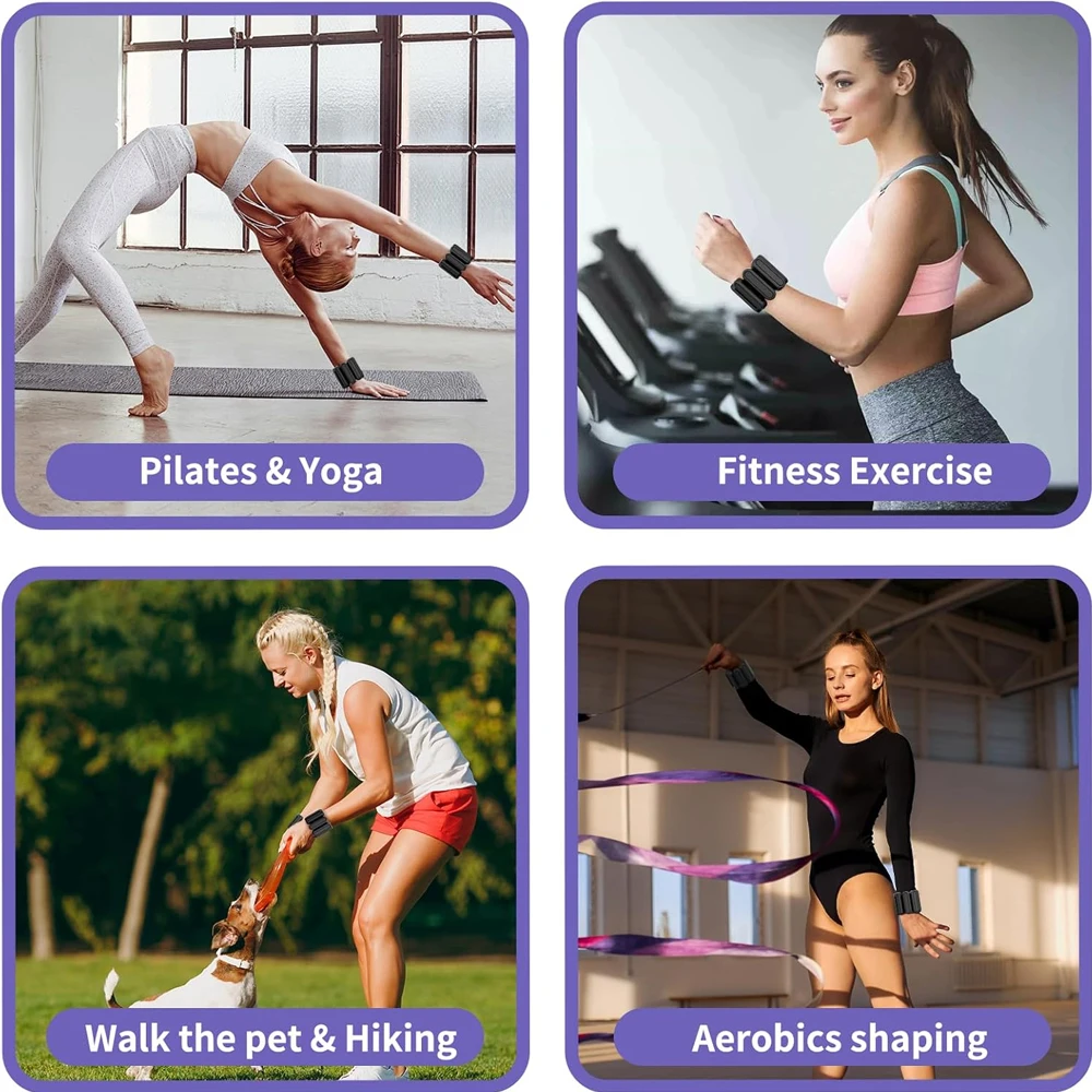 1Pair Adjustable Ankle & Wrist Weights 1Lbs/0.45kg Each Wearable Silicone Straps ankle straps ankle wrist weights