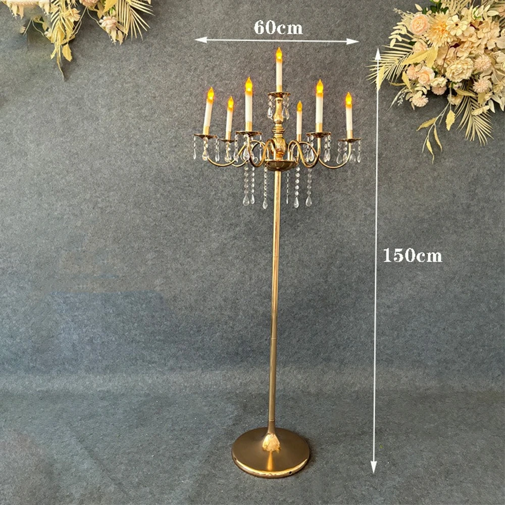 Description Picture 2 of itemMetal Candelabra 7 Heads Candle Holders Wedding Candlesticks Flower Stand Holder Candelabrum For Center Table Decoration