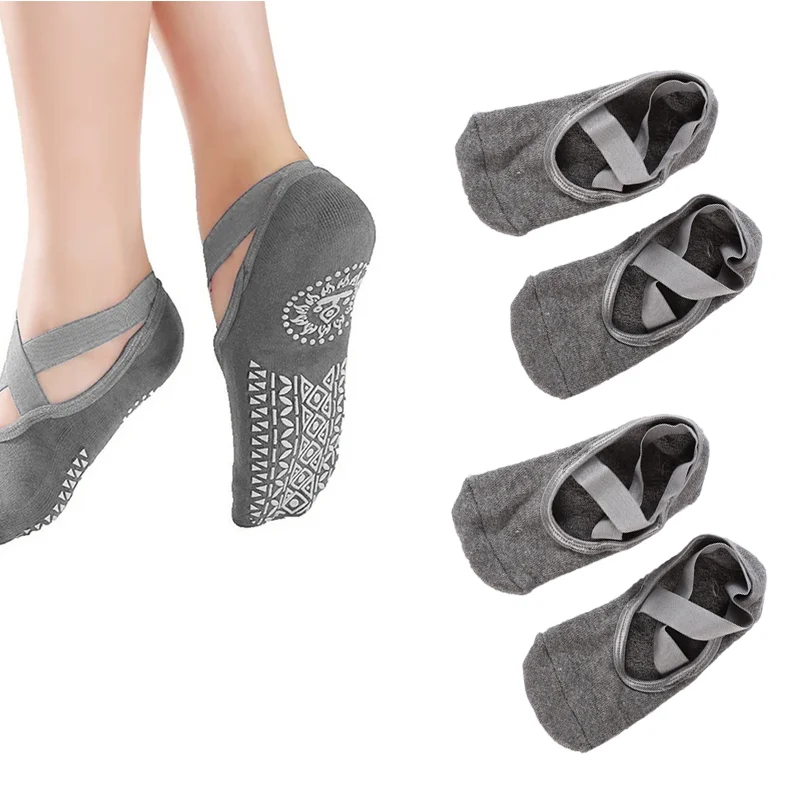 Sports Socks Women Men Yoga Anti Slip Bandage Ballet Dance Slippers Acupressure Mat