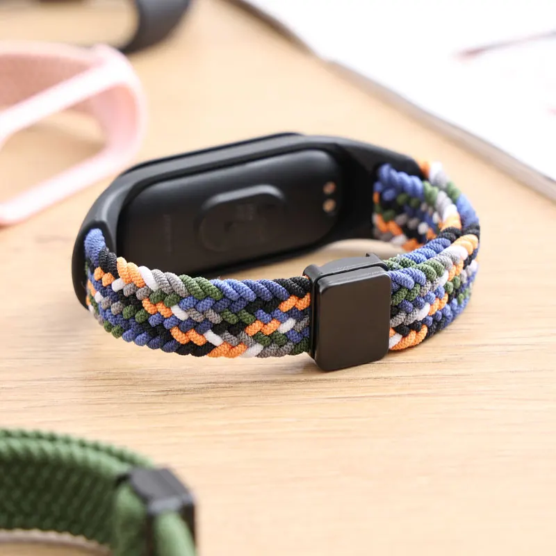 النايلون مضفر حزام ل Mi الفرقة 9 8 سوار المغناطيسي...