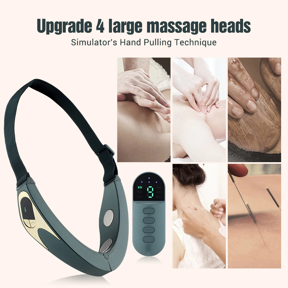 Facial Lifting Device Facial Slimming Vibration Massager Face Heating Double Chin V Shape Lift Belt Face Warm Compress Massager