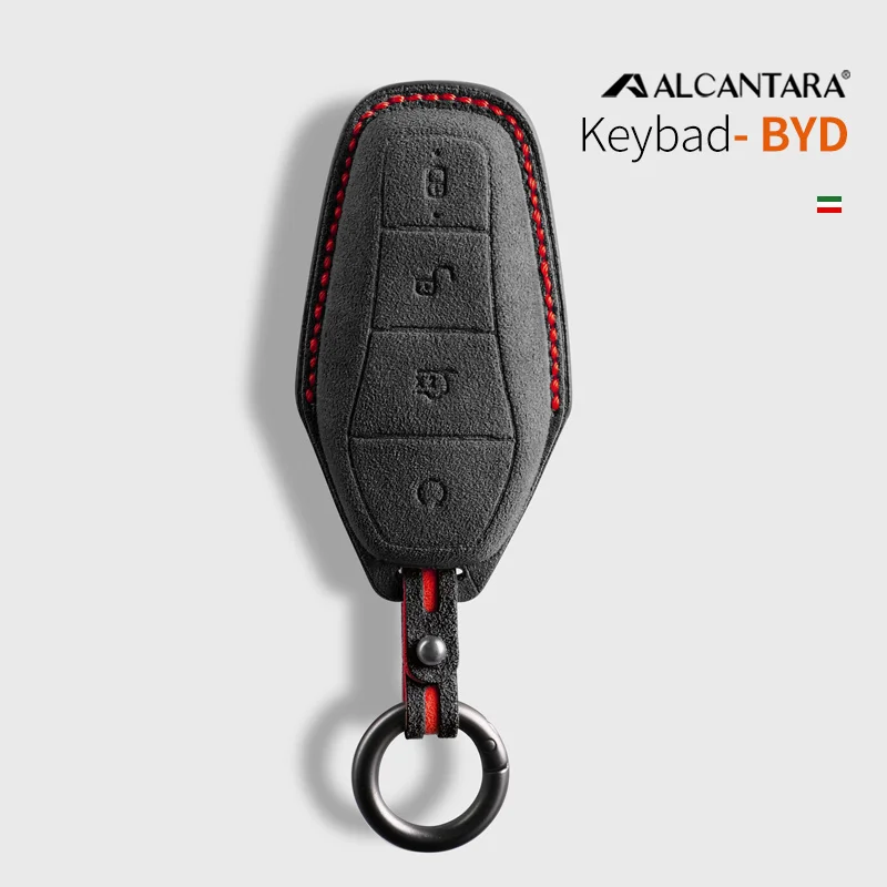 For BYD EA1 Han EV Qin Song Plus Dmi Yuan Plus Tang Atto 3 EV Alcantara Leather Key Cover Keychain Key Case for Car Accessories