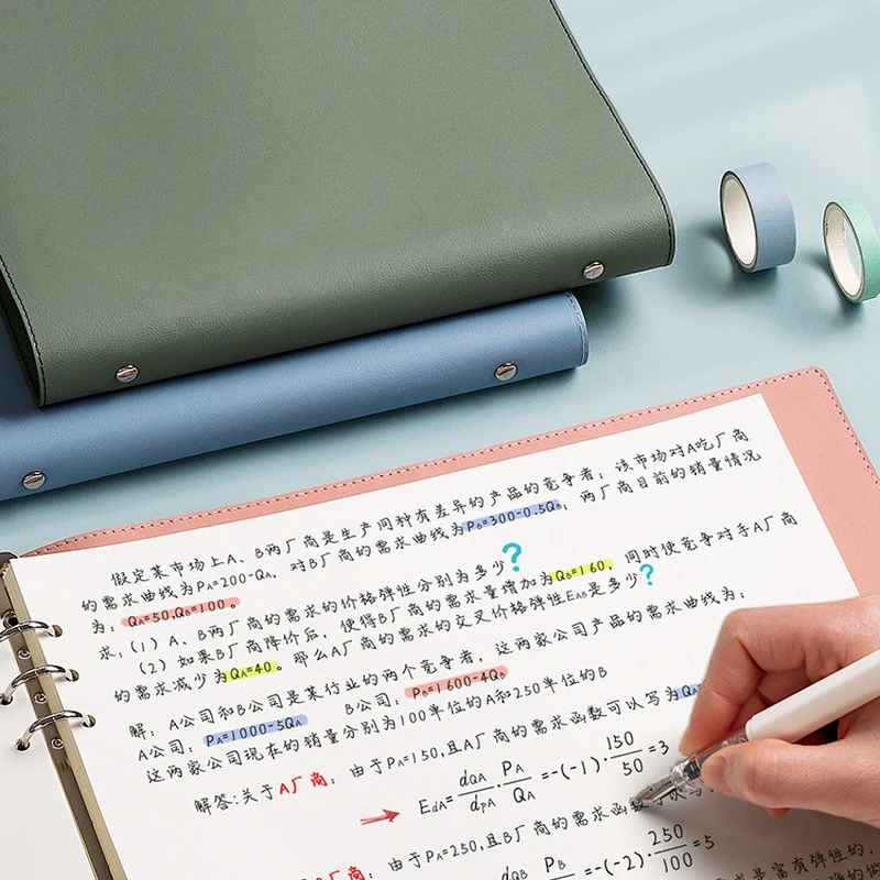 A4 부드러운 가죽 느슨한 잎 책, 빈 책 그리드 북, 6 홀 느슨한 잎 분리형 학생 노트북, 손으로 그린 책, 학교 사무실