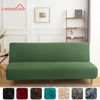 Copridivano per divano letto in tinta unita Copridivano senza braccioli ad alta elasticità Protezione per mobili rimovibile e lavabile per la decorazione domestica