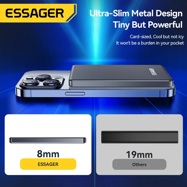 Essager 5000mAh Thin Magnetic Wireless Power Bank, 20W Fast Charging 3