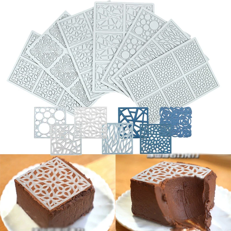 

New Square Flower Pattern Sugar Flipping Silicone Lace Pad Cake Decorating Tool Border Decoration Lace Mold Kitchen Baking Tool