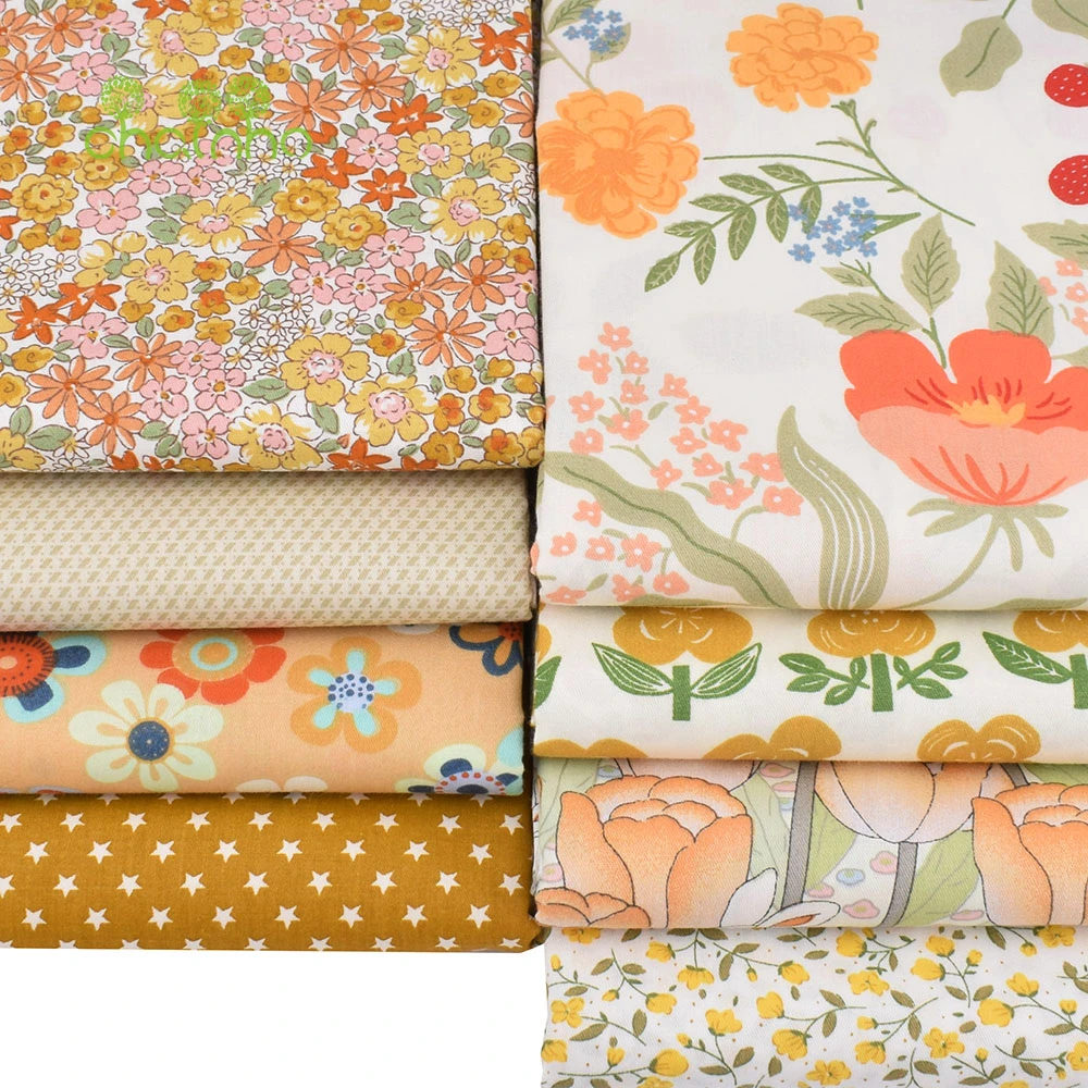 Chainho,Ginger Floral Printed Twill Cotton Fabric,Patchwork Clothes,DIY Sewing Quilting Baby & Children's Home Textiles Material