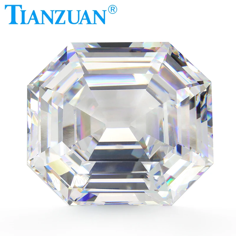 

White Color Asscher Shape Portuguese Dia mond Cubic Zirconia 29.5x32.8mm 218CT Loose CZ Stone Synthetic Gems Beads