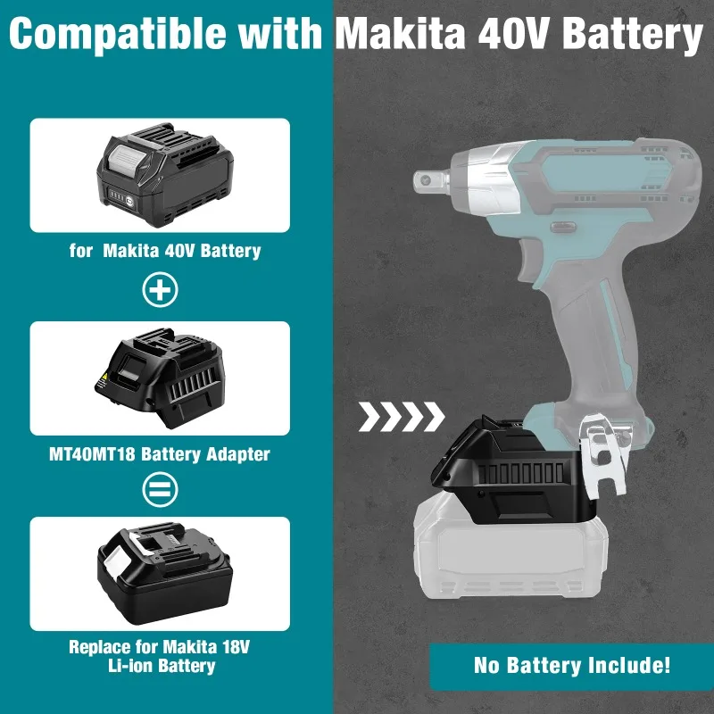마키타 40V 리튬이온 배터리용 MT40MT18 배터리 어댑터 컨버터, 마키타 18V 리튬이온 무선 전동공구용으로 변환