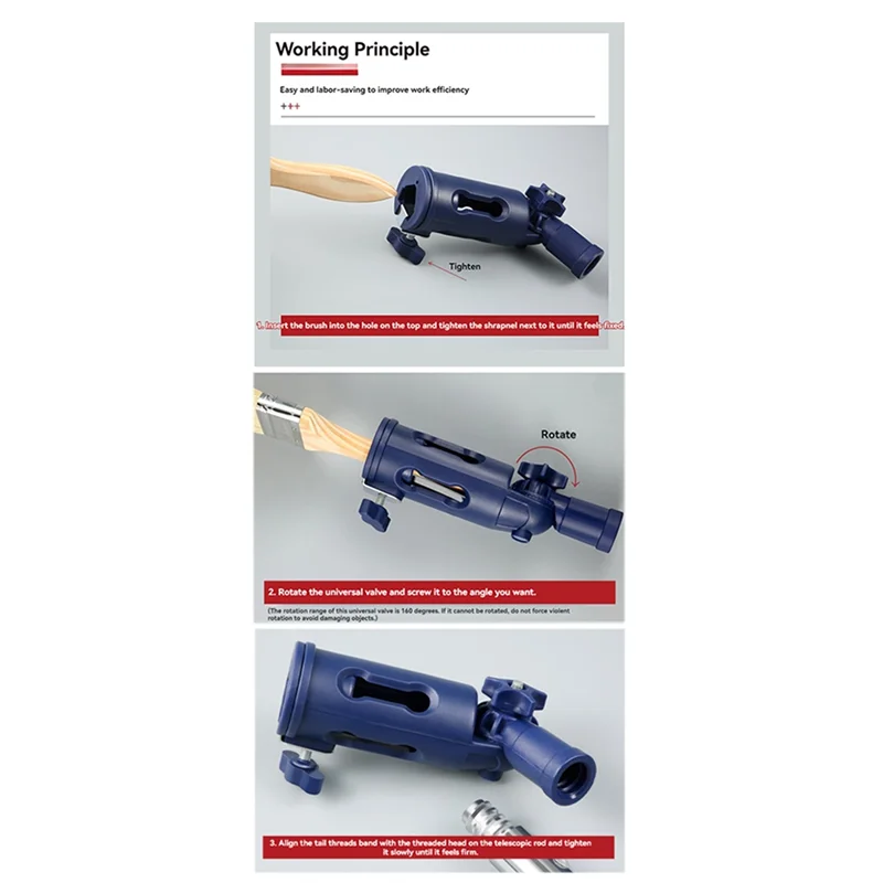 B17C 2PCS 천장, 벽에 쉽게 도달하기 위한 페인트 브러시용 멀티 앵글 페인트 브러시 익스텐더 연장 폴 부착 홀더
