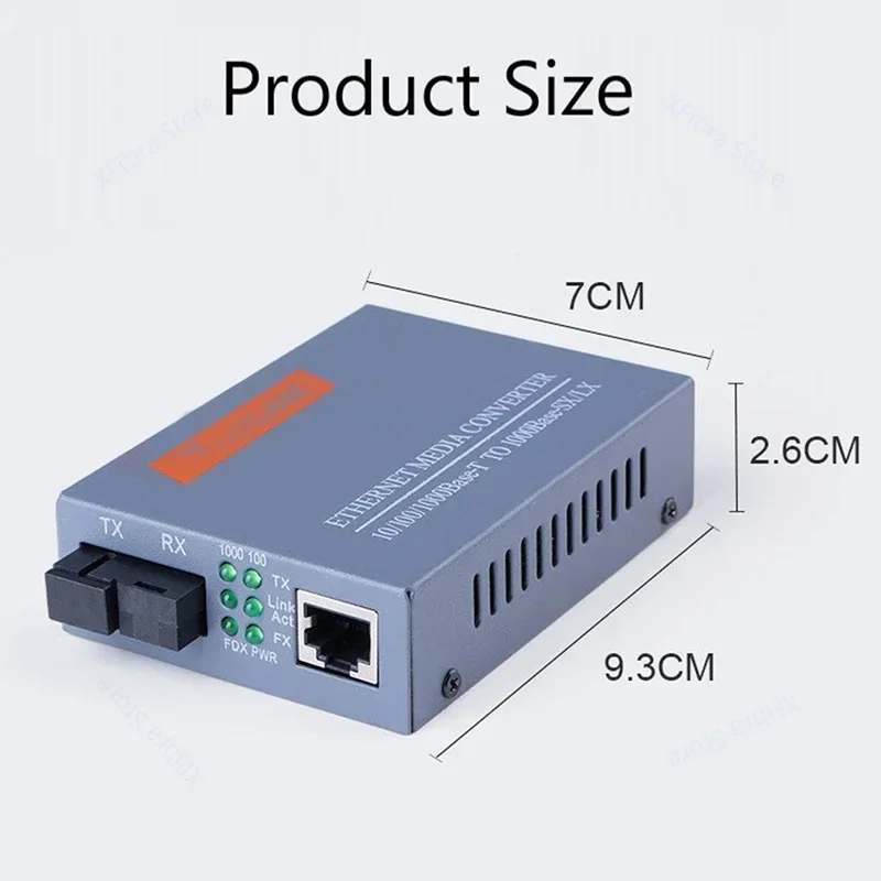 Gigabit Fiber Optical Media Converter HTB-GS-03 10 Mbps 100 Mbps 1000Mbps UPC, SC-Port External Power Supply 1-3 Pair