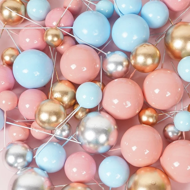 Lot de 20 décorations de gâteau en forme de boule dorée pour fête  d'anniversaire