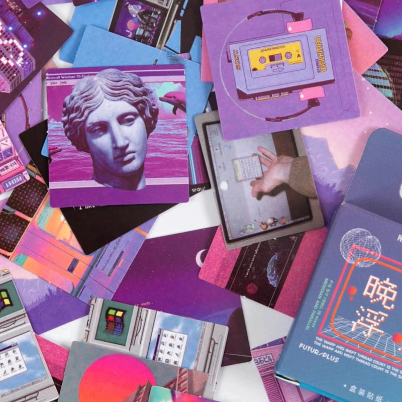 상자당 46매 박스형 스티커 학생용 문구 스티커 다이어리 장식 스티커 DIY 핸드메이드 콜라주