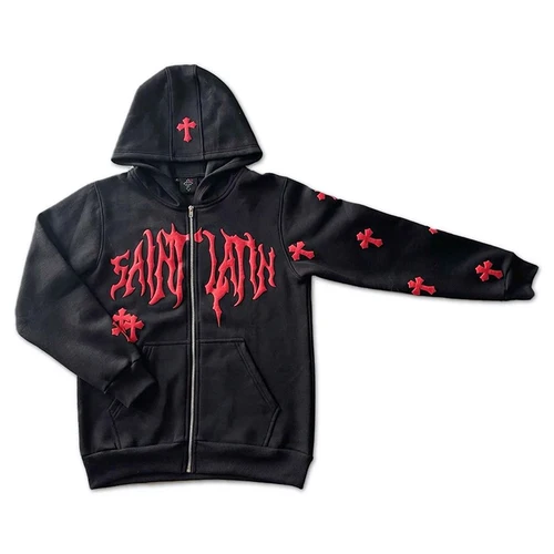 Y2k Men Emo Streetwear Hoodie Zip Up 스웨터 요정 그런지 풀오버 오버 오버 사이즈 레터 크로스 고스 자켓 탑스 후드 의류, 스트리트웨어 남성용 2