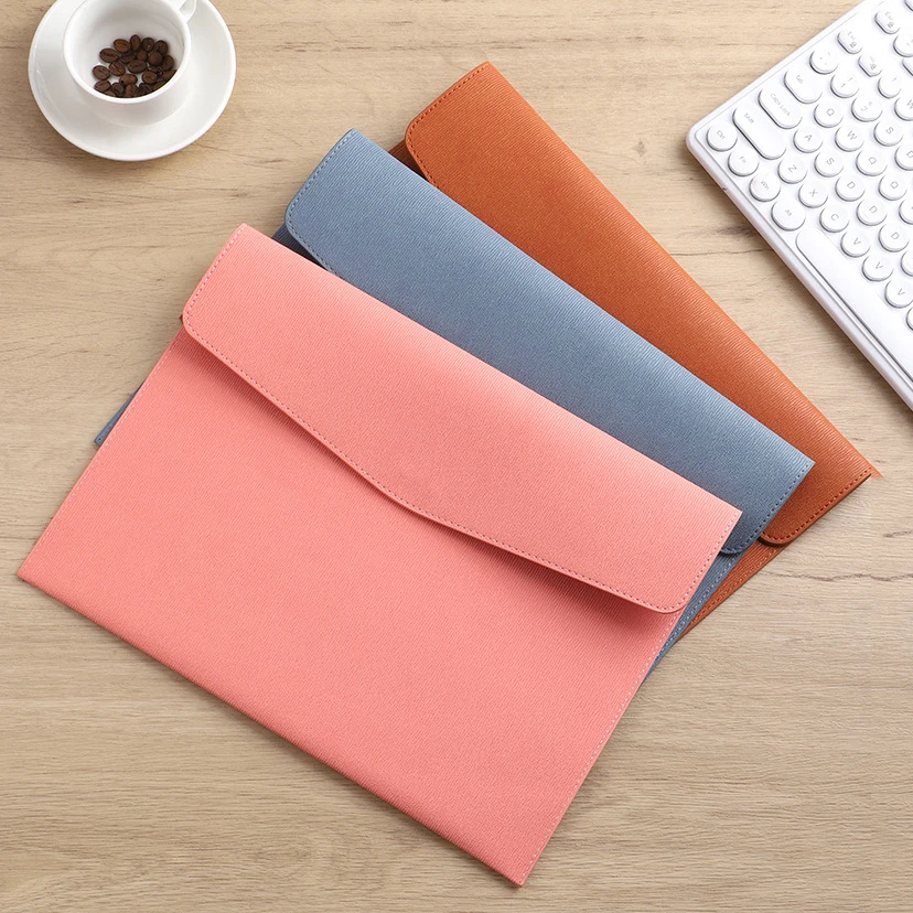 Customization Name Waterproof Pu Leather A4 Business Briefcase File Folder Document Paper Organizer Storage Bag
