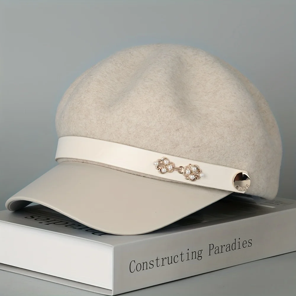 Autumn and Winter Korean Fashion Versatile British Beret Octagonal Hat Winter Cute Duck Tongue Hat Casual Woolen