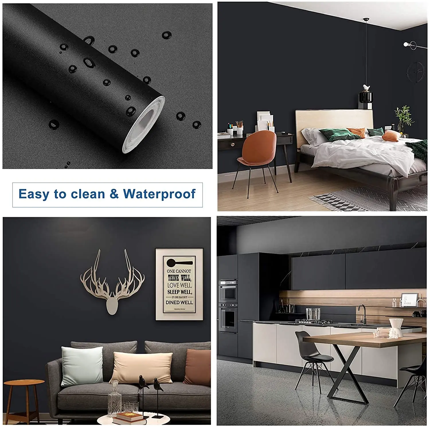 Contact Paper Waterproof Self Adhesive  Waterproof Self-adhesive Vinyl  Paper - Black - Aliexpress