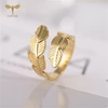 Stainless Steel Ring Wrap Finger Feather Open Ring Adjustable Size Fashion Women Jewelry Gold Silver Color Choose Small Gifts 4
