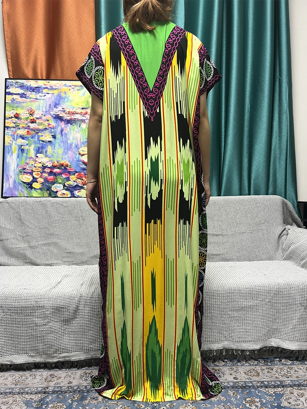 Muslim Abayas For Women 2024 Dubai Islam Floral Cotton Sequins Summer Loose Fit Femme Robe African Islam Dresses With Hijabs