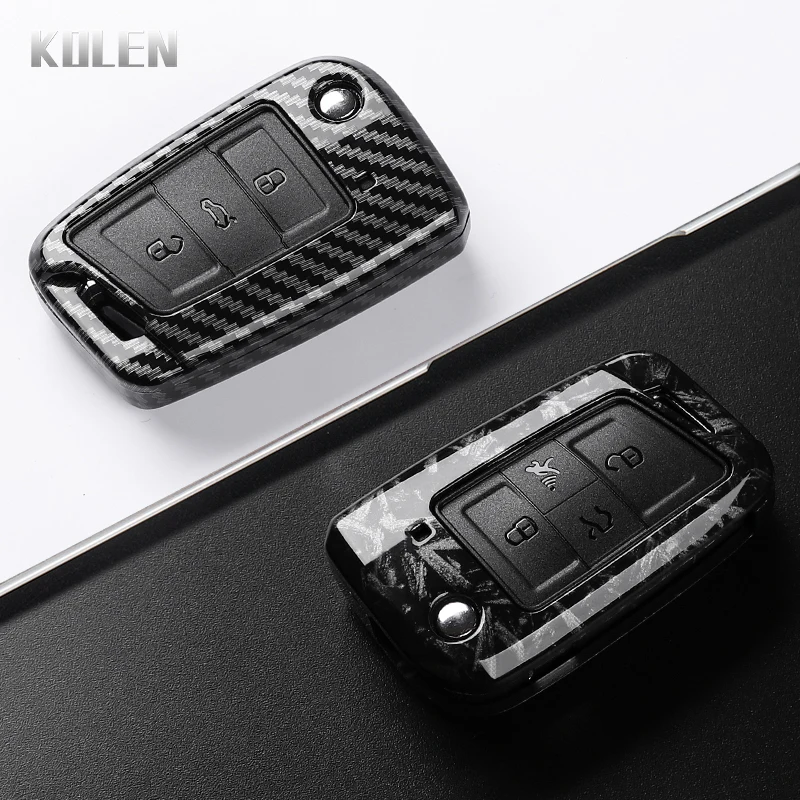 ABS carbon fiber style car key case cover For Volkswagen VW Golf 7 ALLTRACK MK7 Tiguan SEAT Ateca Leon FR 2 Ibiza Skoda Octavia