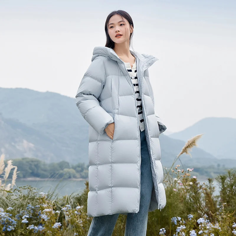 Semir Down Jacket Women Long Warm 2023 Winter New Loose Waterproof Hooded Jacket 5