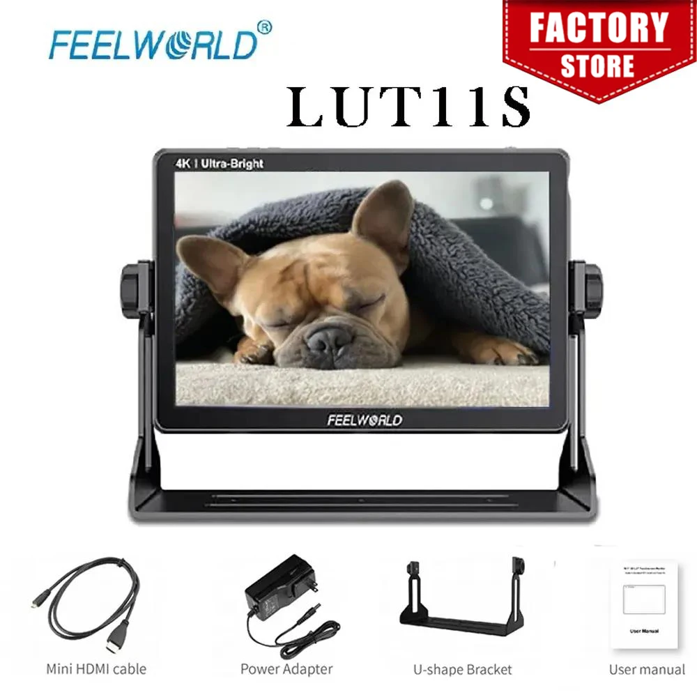 FEELWORLD LUT11S 10.1" High Bright 2000nit Professional SDI/HDMI Touch Screen DSLR Camera Field Monitor with F970 External Power