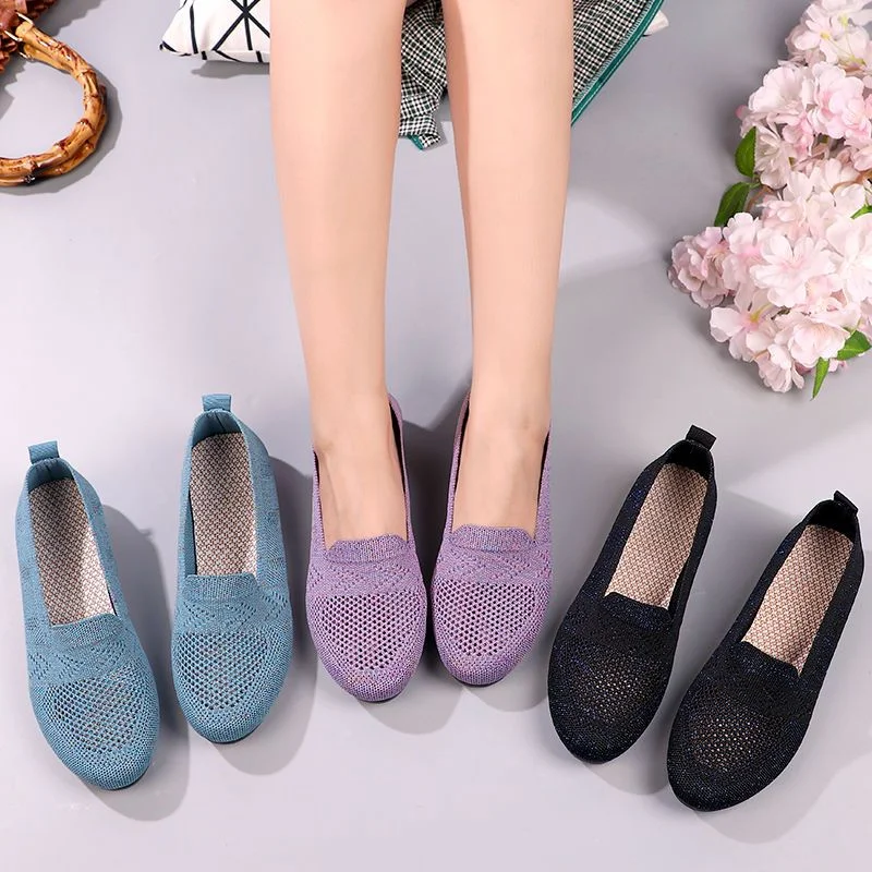 New Mesh Breathable Sneakers Women Breathable Light Slip on Flat Casual Shoes Ladies Loafers Socks Shoes for Women