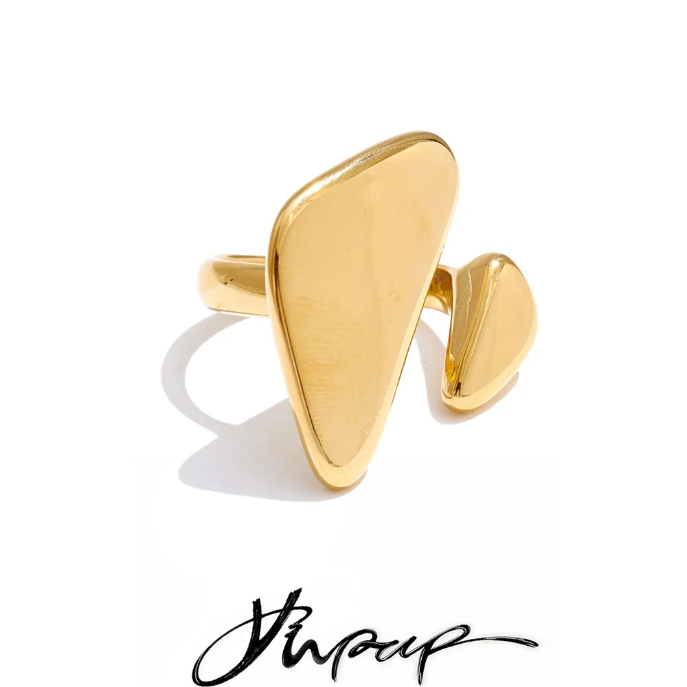 Yhpup Minimalist Stainless Steel Triangle Adjustable Ring