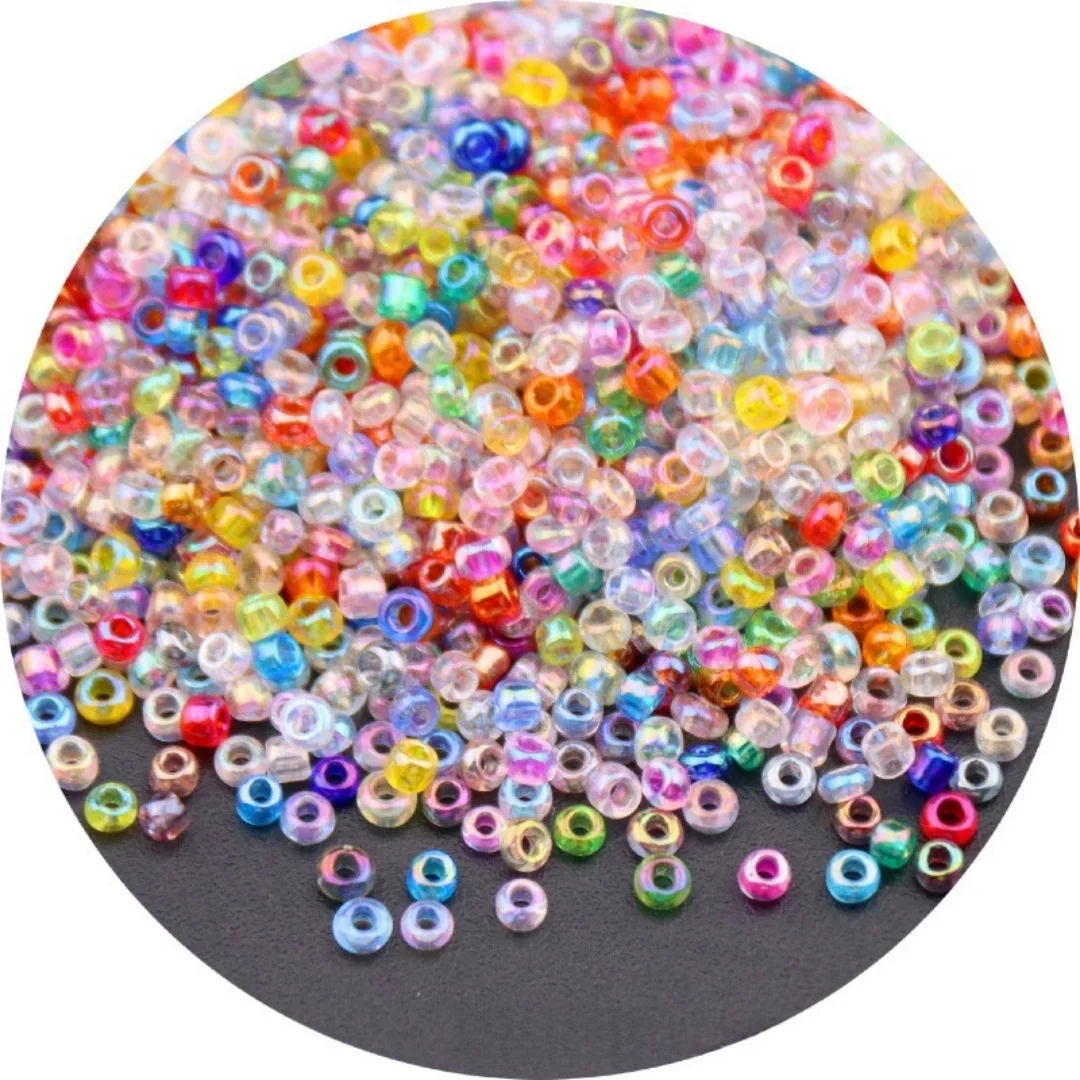 1.5-4mm15/0, 12/0, 8/0, 6/0, 다채로운 투명 유리 쌀알 비즈, 루즈 비즈, DIY 비즈 장식, 의류 자수, 태슬 액세서리