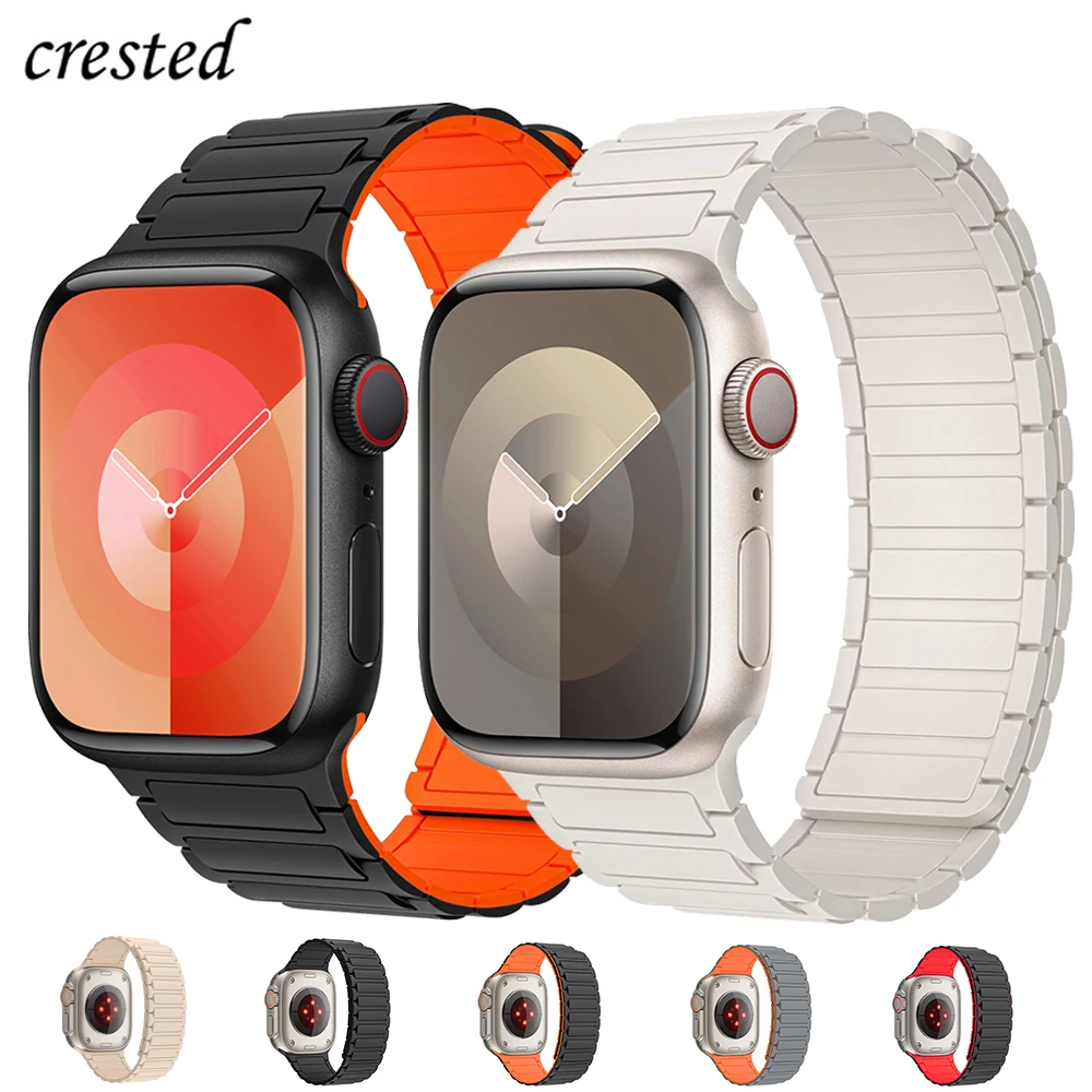 

strap for Apple Watch ultra 2 Band 44mm 40mm 49mm 45mm 41mm 38mm Silicone Magnetic Loop Bracelet iWatch Series 9 8 7 6 5 4 3 Se