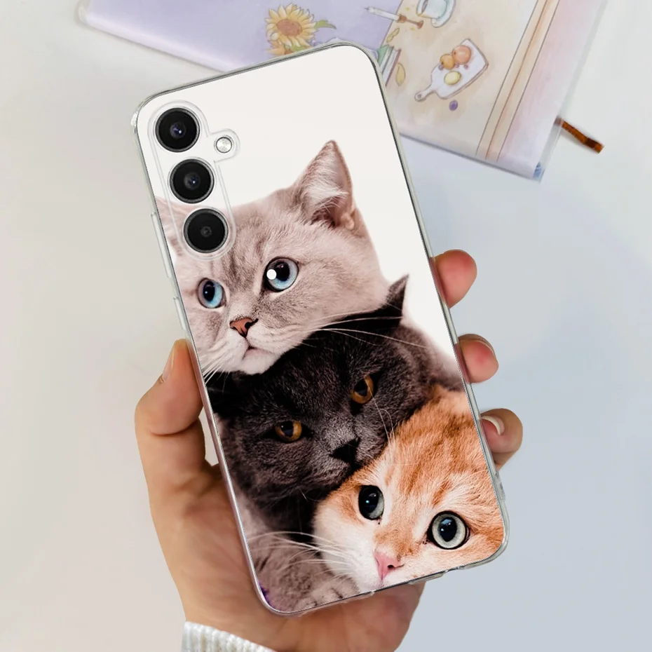 Cute Cat Flower Print Soft Silicone TPU Phone Case - Enhanced Design