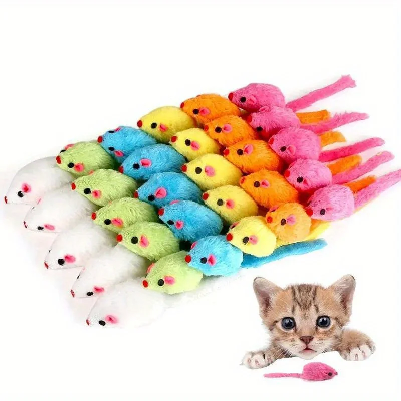 8-Pack Soft Plush Mouse Cat Toys-Interactive Play & Exercise for Kittens and Cats, Gentle on Paws