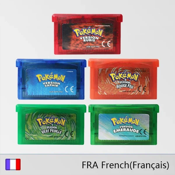 Kit 2 Fitas Pokémon Fire Red + Emerald Cartuchos + Capinhas Jogos para