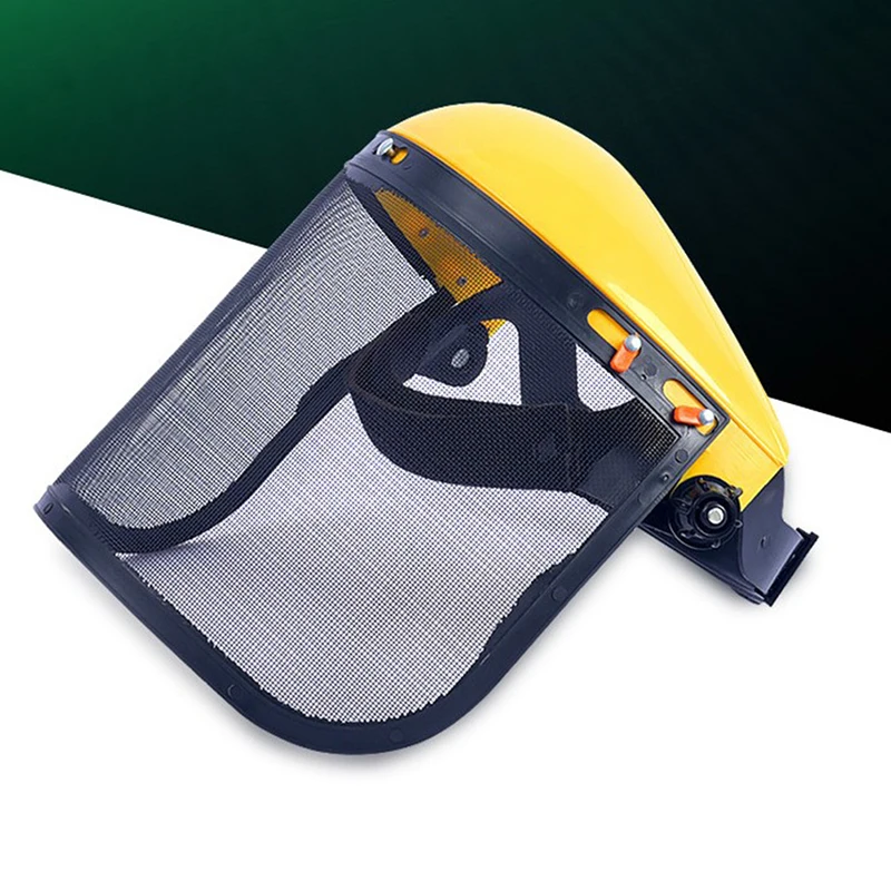 Garden Grass Trimmer Safety Helmet Hat Full Face Mesh Visor Protection, mesh face protector cap