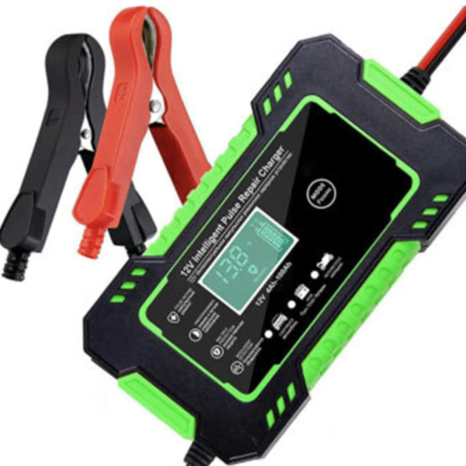 Car Motorcycle Battery Charger Portable Car Battery Auto Booster 12V Pack Charging Smart LCD Display Digital Charge C4G9