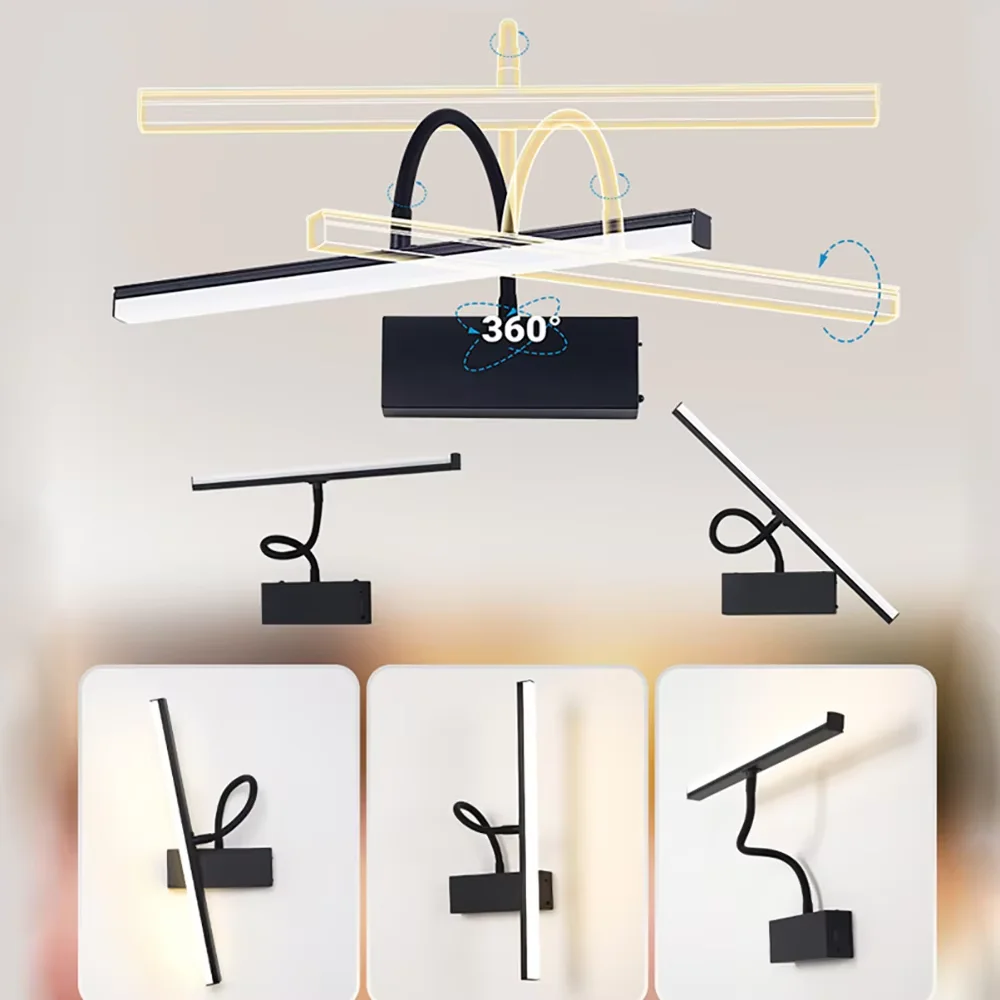 Led Mirror Lights Recharge Wall Lamps Bathroom Wall Light LED Flat Lamp Modern Indoor Wall lamp Bathroom Lighting Make Up