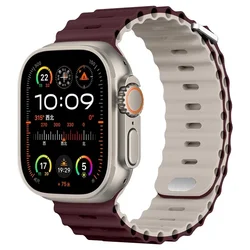 Premium Ocean Silicone Strap for Smartwatch - Durable & Stylish Wristband (Wine red starlight)