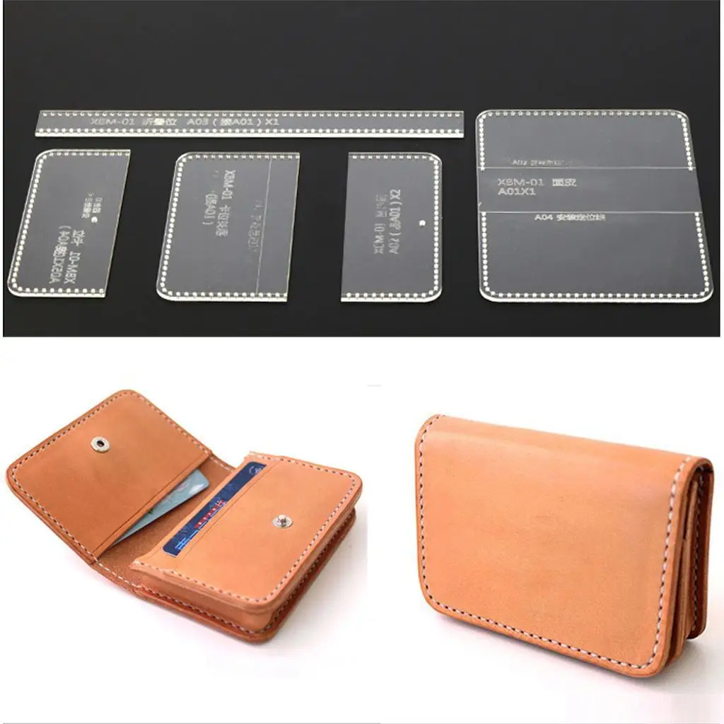 Handbag Acrylic Template Wallet Leather Pattern Acrylic Leather Templates for Bags 5 Pieces Leather Tools Leather Craft Tool Kit Leather Craft Tools Leather Craft Tool